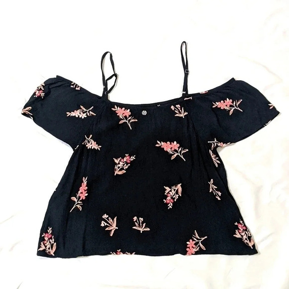 Billabong Summer Nights Top Floral Print, Color Black Size M - Picture 2 of 12
